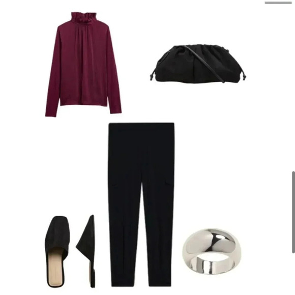 Banana Republic Mixed Media Ruffle Mock-Neck Top - Picture 12 of 14